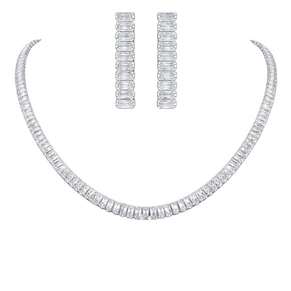 Handmade Jewelry - Baguette Simulated Diamond Tennis Necklace